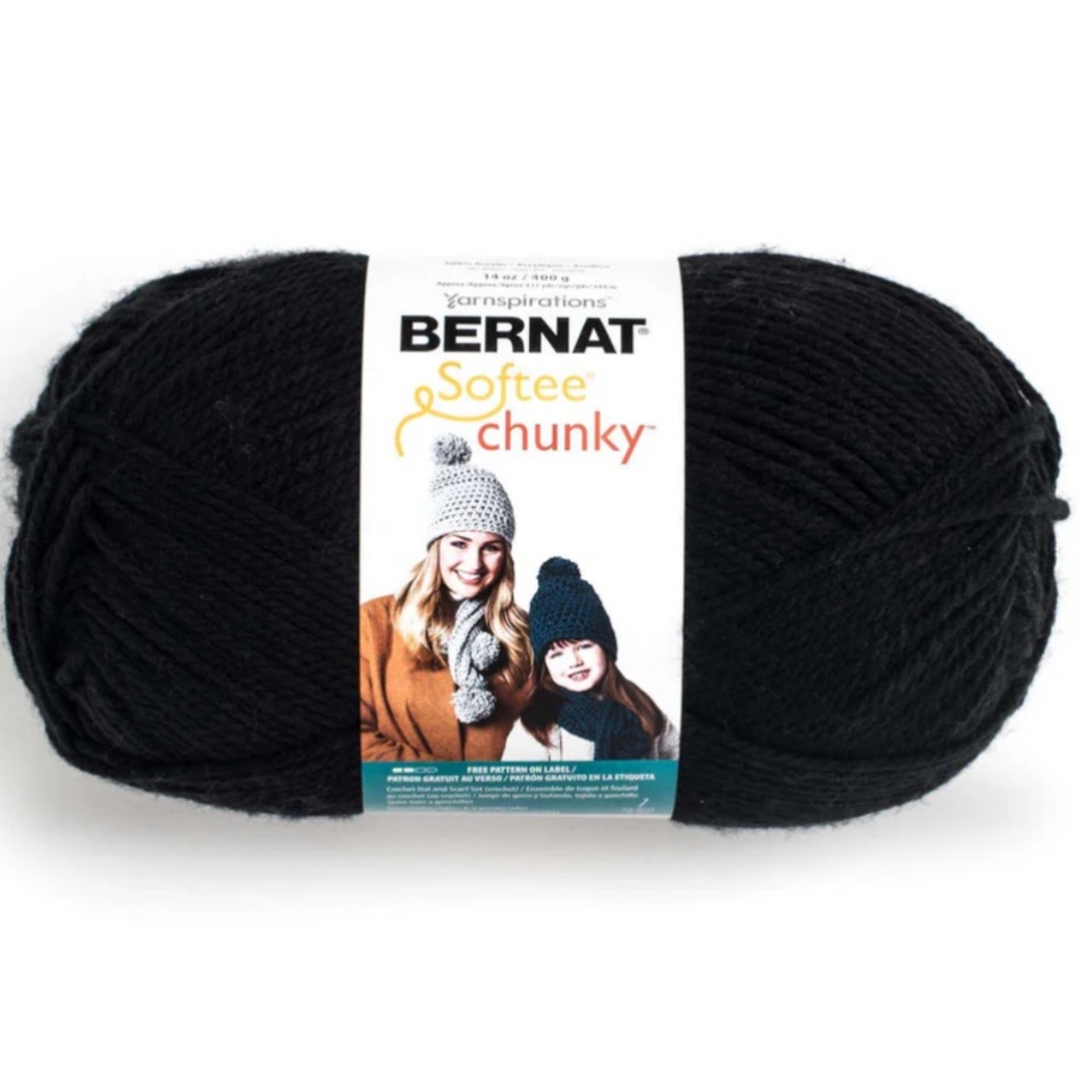 Bernat Softee Chunky Big Ball, Black 400g Skeins NWT